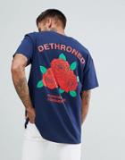 Boohooman Oversized T-shirt With Dethroned Print In Navy - Navy