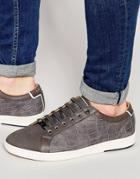 Ted Baker Borgeo Nubuck Leather Croc Sneakers - Gray