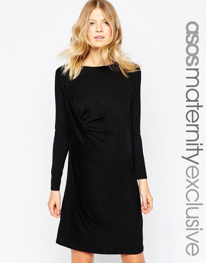 Asos Maternity Drape T-shirt Dress - Black