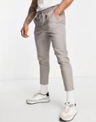 Only & Sons Tapered Fit Smart Pants With Drawstring Waist In Beige-neutral