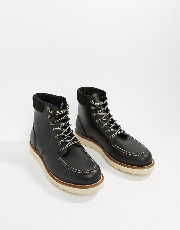 Office Idyllic Hiker Boots In Black Leather - Black