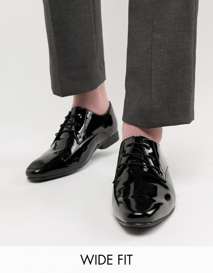 Kg By Kurt Geiger Wide Fit Derby Patent Shoes - Black
