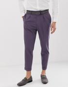 Asos Design Tapered Crop Suit Pants In Dusky Purple - Purple