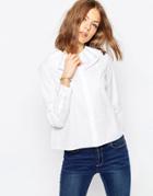 Asos Ruffle Neck White Shirt - White