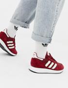 Adidas Originals Burgundy And White Forest Grove Sneakers - Red