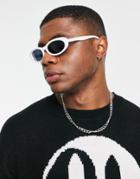 Asos Design Recycled Oval Sunglasses In White With Smoke Lens