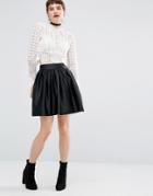 Miss Selfridge Satin Full Mini Skirt - Black