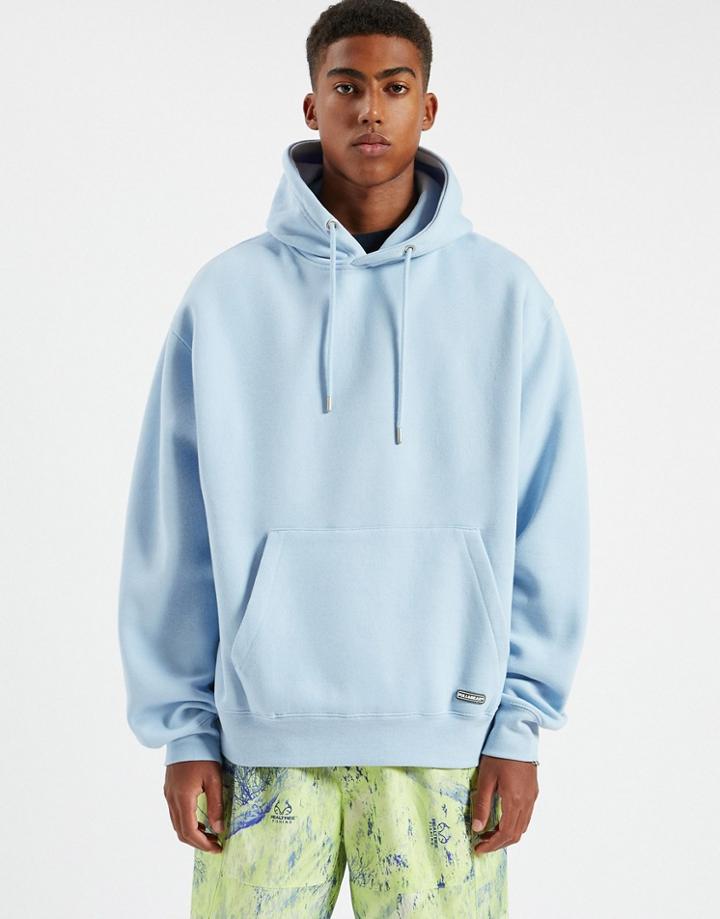 Pull & Bear Join Life Hoodie In Sky Blue-blues