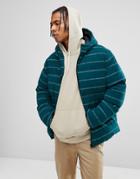 Asos Puffer Jacket With Print In Green - Green