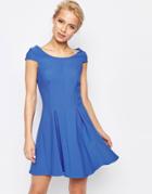 Closet Pleat Detail Skater Dress - Blue