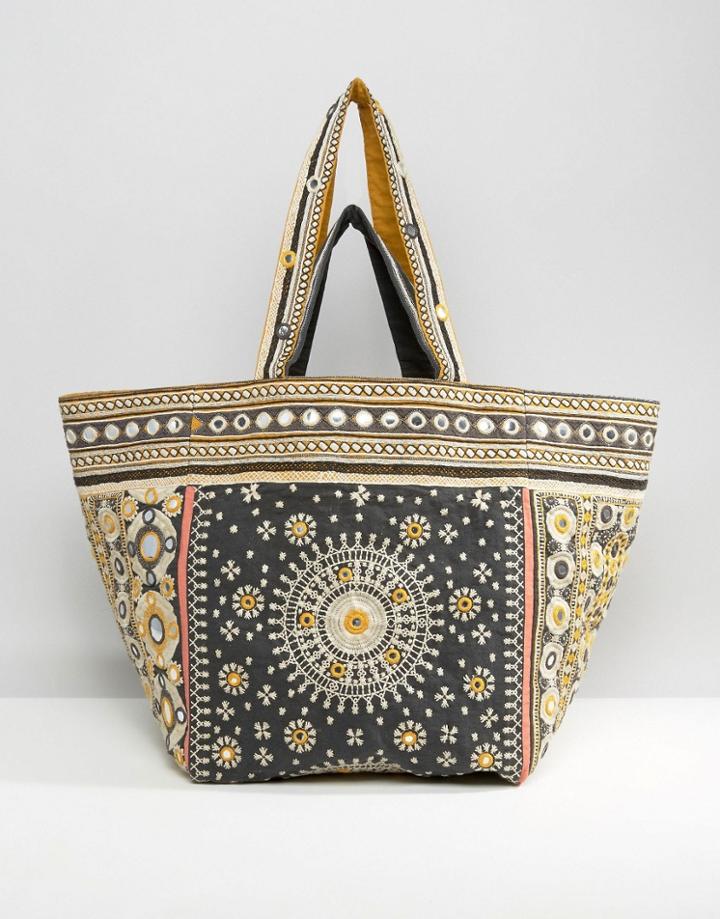 Star Mela Large Embroidered Beach Bag - Multi