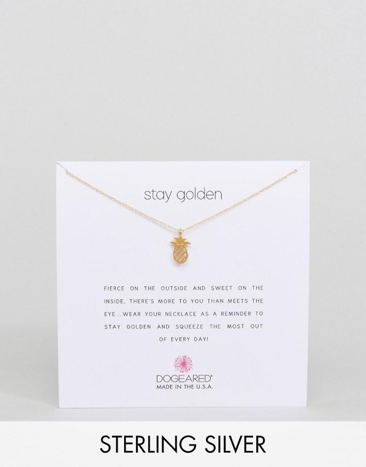 Dogeared Gold Plated Stay Golden Pineapple Reminder Necklace - Gold