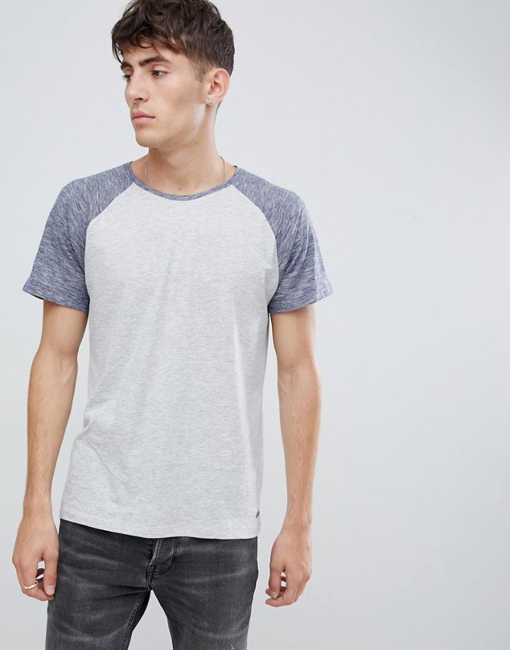 Esprit Raglan T-shirt With Contrast Sleeve - Gray