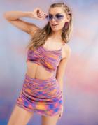 Asos Design Space Dye Ruched Beach Crop Top - Part Of A Set-multi