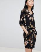 B.young Floral Cowl Neck Dress - Black