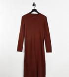 Threadbare Petite Amethyst Knitted Midi Dress In Chocolate Brown