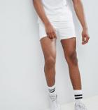 Asos Design Tall Skinny Shorter Shorts In White With Side Tape - White