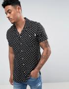 Soul Star 50s Collar Printed Shirt - Black