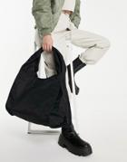 Asos Design Tote Bag In Black Nylon With Knot Detail