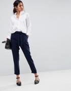 Asos Design Woven Peg Pants With Obi Tie - Navy