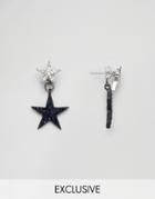 Reclaimed Vintage Diamonte Star Through & Through Earrings - Silver