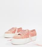 Superga Platform Sneakers In Pink Velour - Pink
