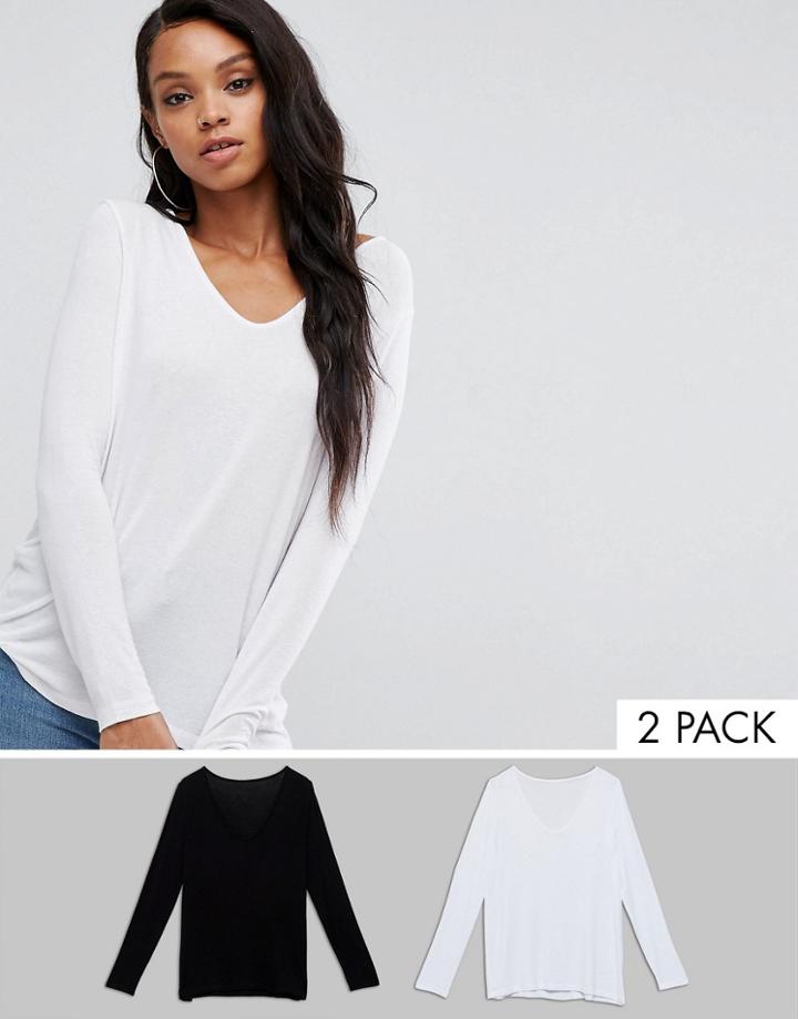 Asos Forever T-shirt With Long Sleeve 2 Pack - Multi