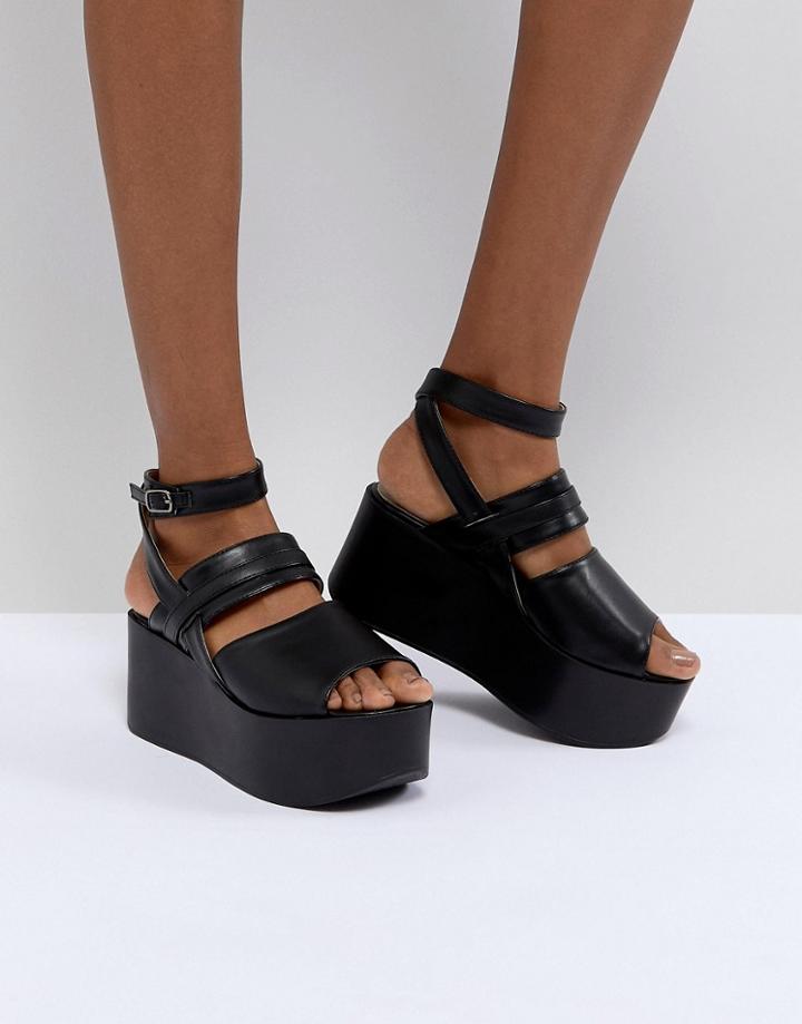 Raid Devona Black Flatform Chunky Sandals - Black