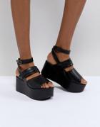 Raid Devona Black Flatform Chunky Sandals - Black