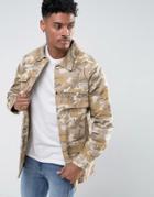 Liquor & Poker Sand Camo Denim Jacket Long Line - Beige
