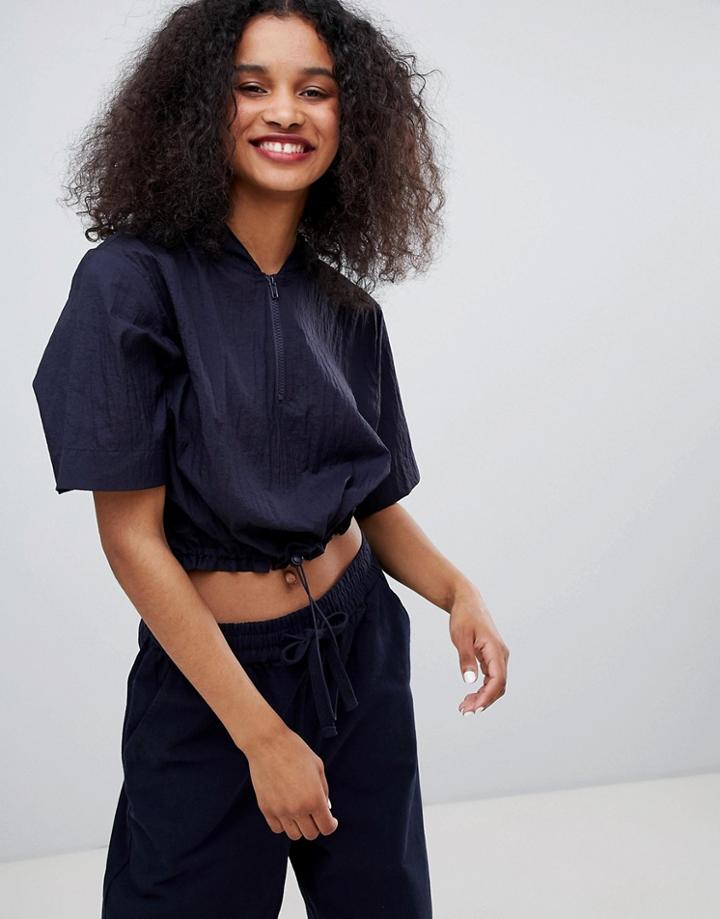 Monki Cropped Hoodie - Blue