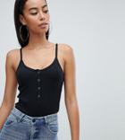 Missguided Tall Cami Strap Popper Detail Body - Black