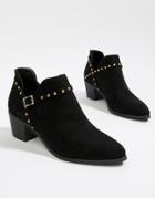 Miss Selfridge Heeled Ankle Boots With Stud Detail In Black - Black