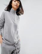 Asos White Cashmere Mix Half Zip Sweater - Gray