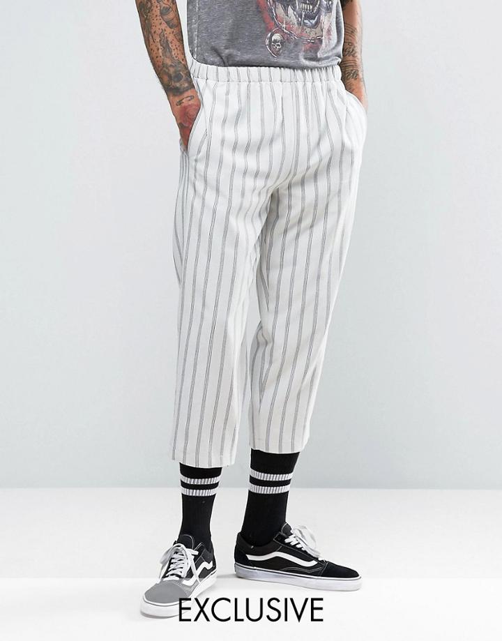 Reclaimed Vintage Inspired Relaxed Pants In Stripe - White