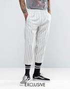 Reclaimed Vintage Inspired Relaxed Pants In Stripe - White