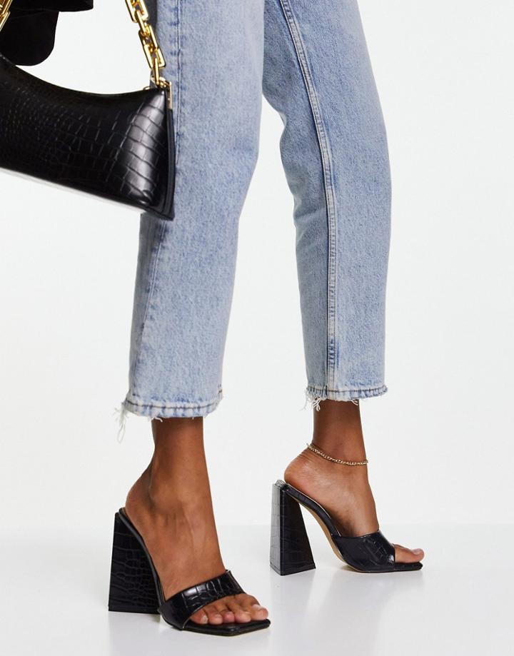 Ego Higher Block Heel Sandals In Black Croc