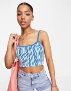 Urban Revivo Knit Cami Top In Blue Stripe Print