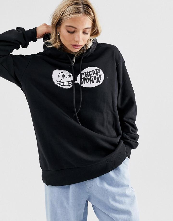 Cheap Monday Organic Cotton Hoodie With Skull Logo-black