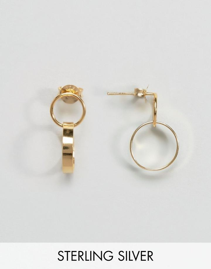 Asos Gold Plated Sterling Silver Stud Hoop 12mm Earrings - Gold