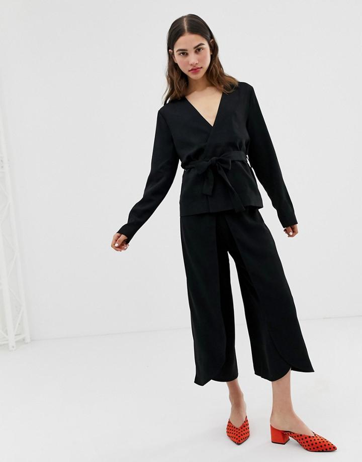 Ichi Wrap Leg Pants - Black