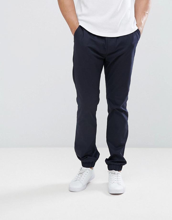 Asos Slim Woven Joggers In Navy - Navy