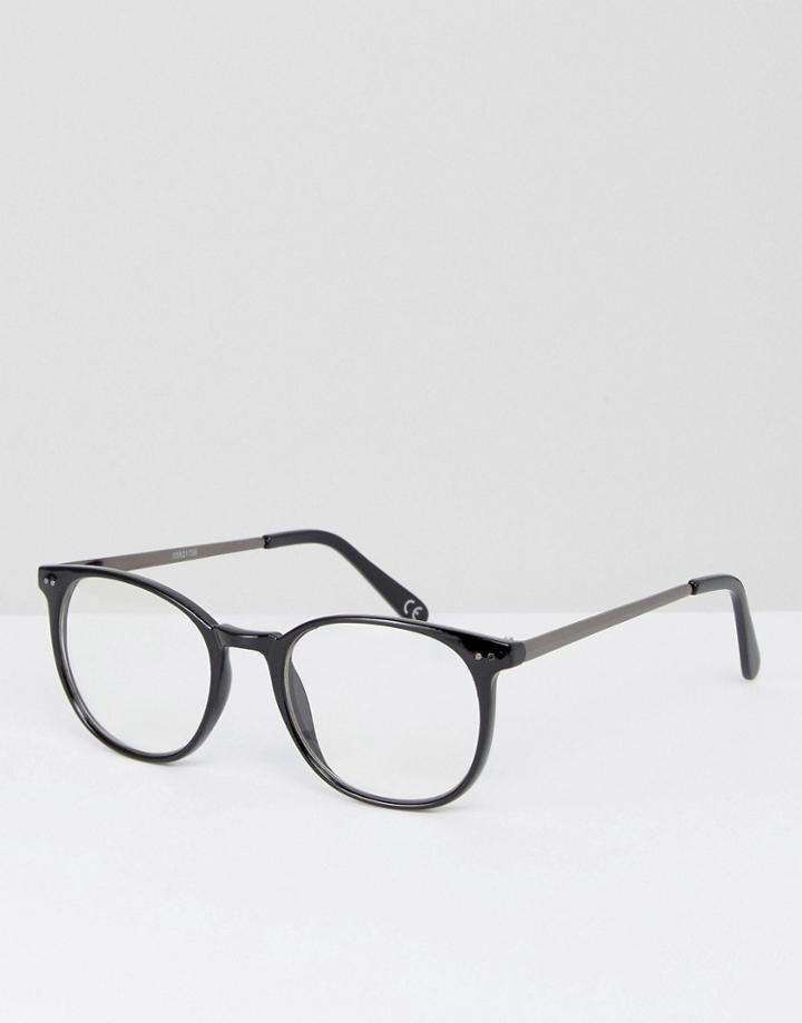 Asos Round Glasses In Black With Clear Lens - Black