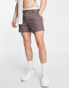 Asos Design Slim Chino Shorts In Brown