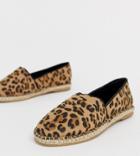 Truffle Collection Wide Fit Leopard Espadrille-brown