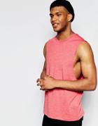 Asos Sleeveless T-shirt With Dropped Armholes In Red - Red