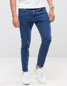 Only & Sons Skinny Jeans With Raw Edge - Blue