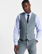 Asos Design Super Skinny Suit Vest In Muted Blue-blues