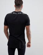 Religion Stepped Hem T-shirt With Back Print In Black - Black