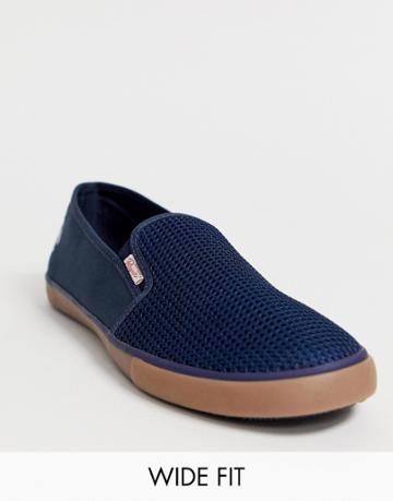 Original Penguin Wide Fit Canvas Plimsoll In Navy - Navy